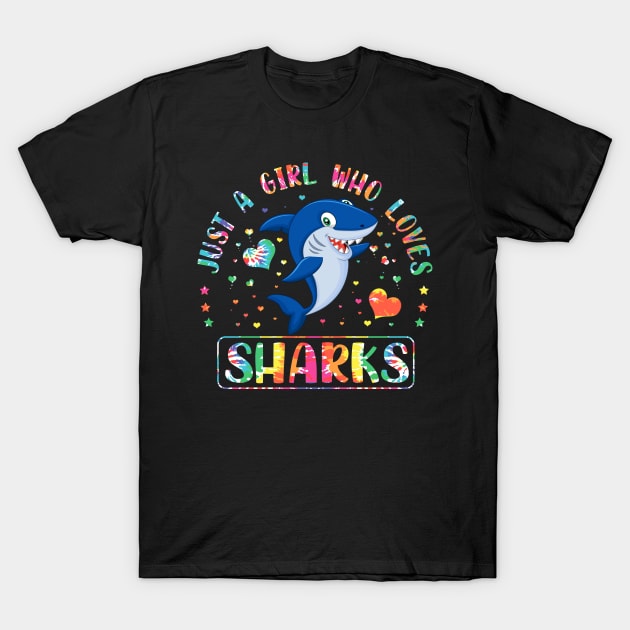 Funny Just A Girl Who Loves Sharks Gift Idea T-Shirt by carpenterfry